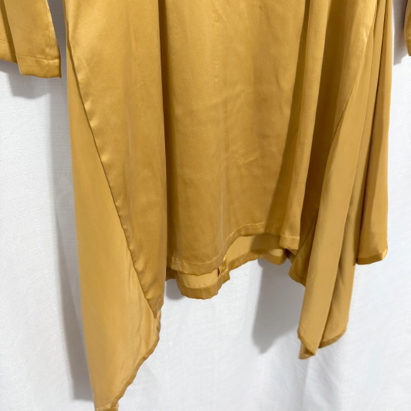 Vintage 1990s Mary Jo Bruno Deadstock Mustard Yellow Silk Dress Size 4 - Picture 4 of 11